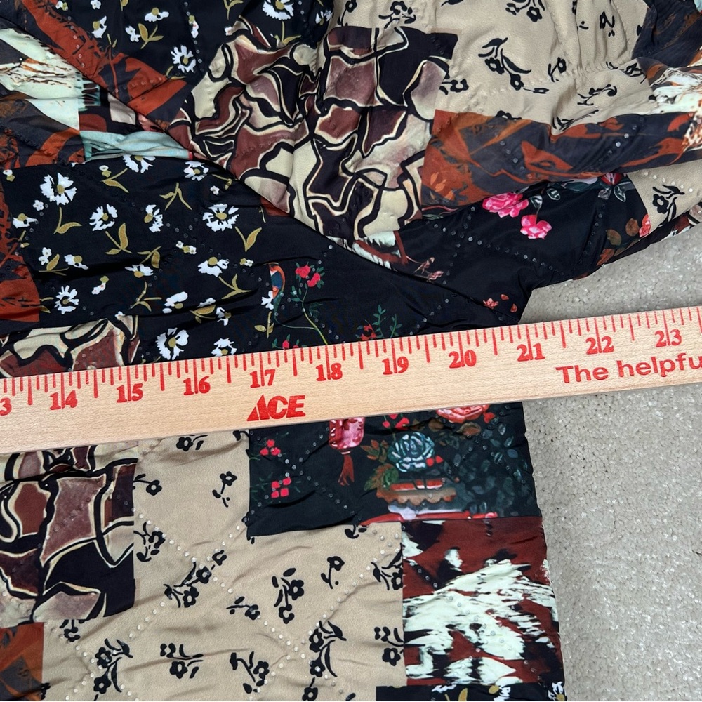 Quilted Patchwork Jacket Pattern Polyester Button Front Emery Rose Women's small - Picture 9 of 12